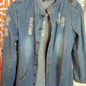 Adorable, distressed, jean jacket
